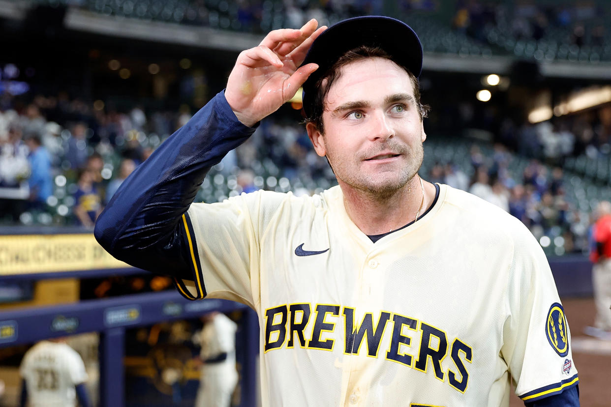 Tyler Black finished 2-for-4 with a run scored during the Brewers 8-2 victory over the Rays on Tuesday night. (Photo by John Fisher/Getty Images)