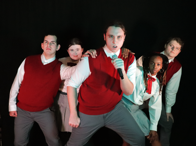 The cast of Lab Theater's 'Ride the Cyclone." Pictured, left to right, are Jonattan Declet, Brittany Ringsdore, Seth Balcer, Jania Boucher and Nick Beyor.