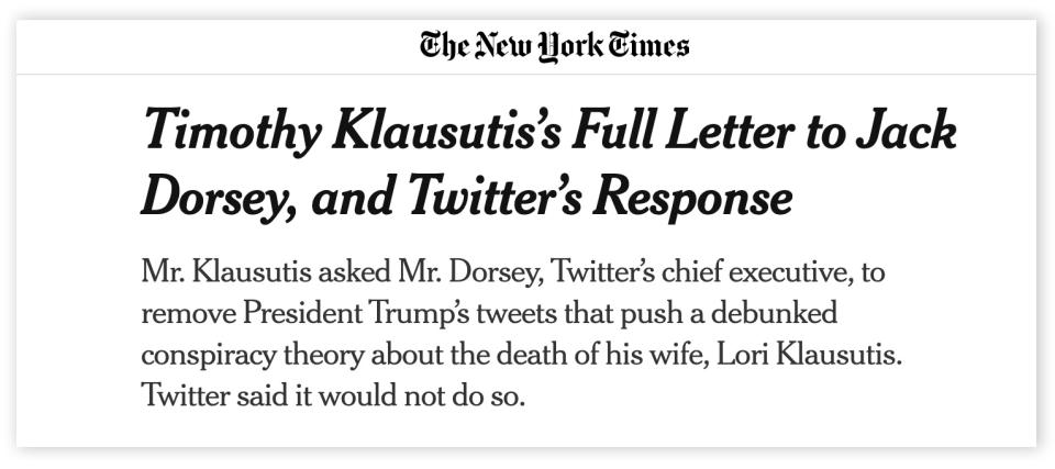 The New York Times headline on May 26, 2020. (NYT)