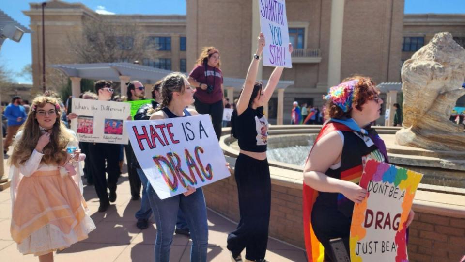 West Texas A&M University students continued to protest Friday on the campus in Canyon after a drag show was canceled by the WT president. The protests began Tuesday after Monday's announcement.
