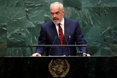 FILE PHOTO: Prime Minister of Albania Edi Rama addresses the 74th session of the United Nations General Assembly at U.N. headquarters in New York