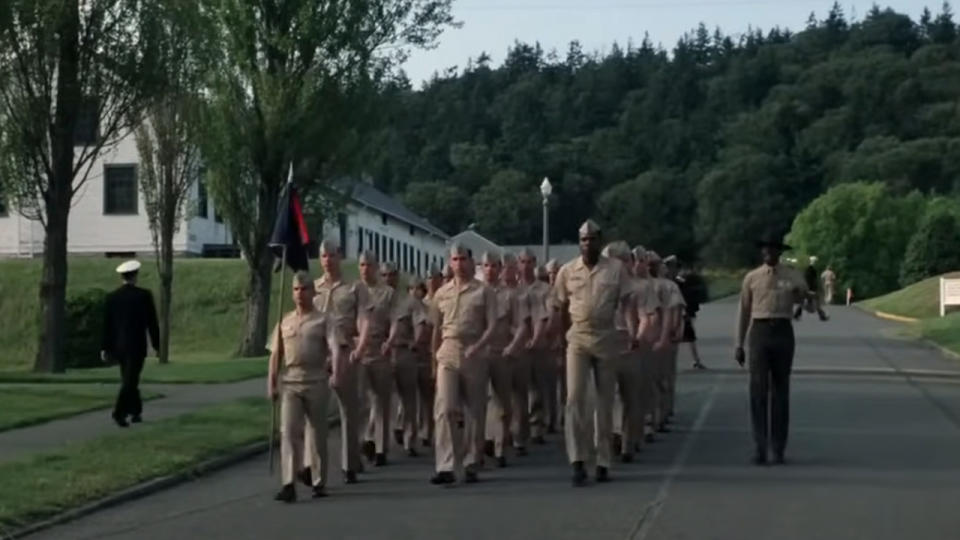 Naval officers marching in An Officer And A Gentleman