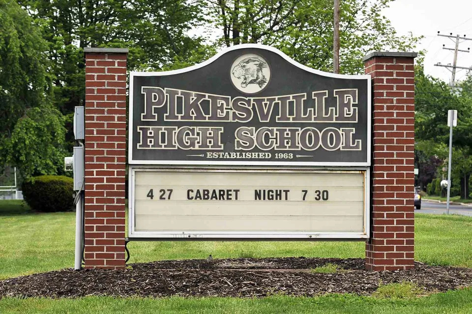 <p>Lloyd Fox/Baltimore Sun/Tribune News Service/Getty</p> Pikesville High School in Baltimore County, Maryland