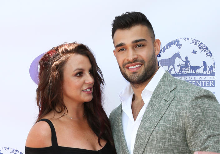 Britney Spears and Sam Asghari (R) attend the 2019 Daytime Beauty Awards