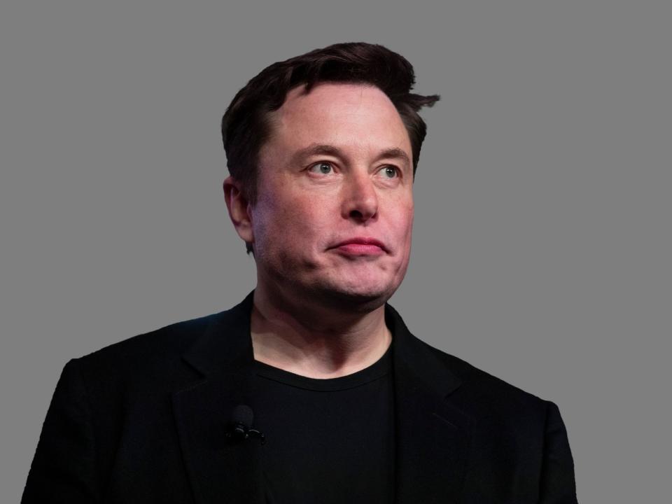 Elon Musk headshot, entrepreneur, graphic element on gray