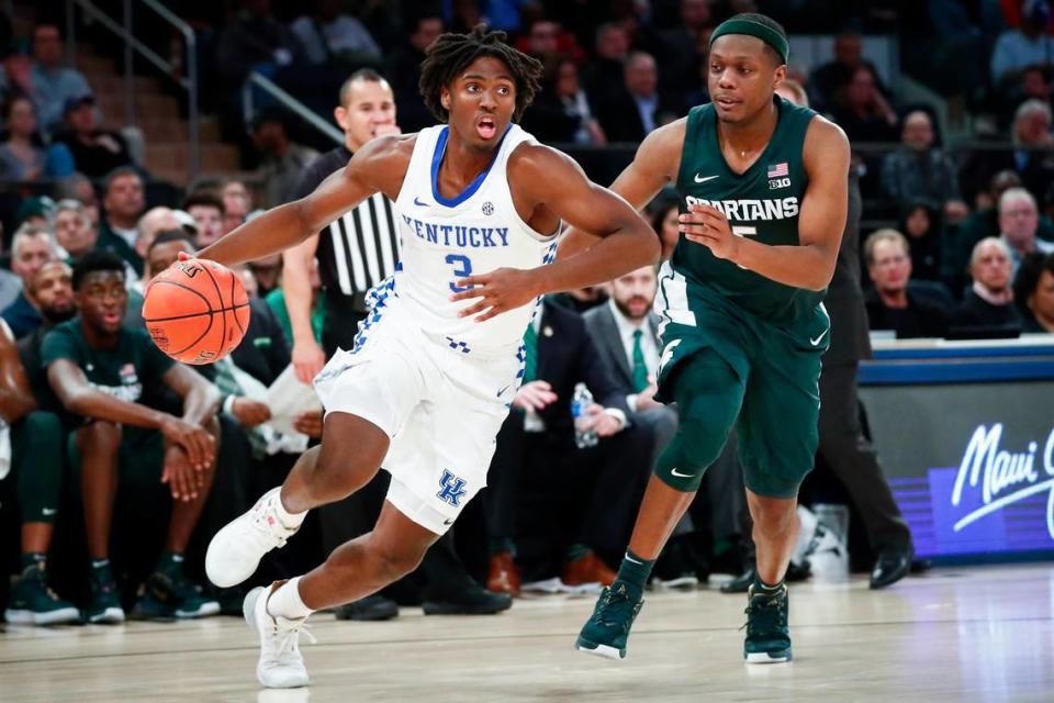 Tyrese Maxey (3) averaged 14.0 points across 31 career games at Kentucky.