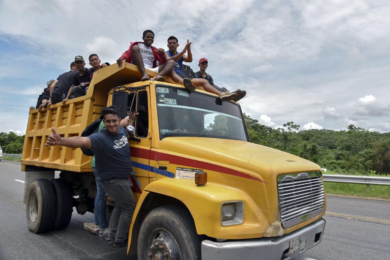 <span class="caption">Migrants from Latin America are traveling through Mexico as part of a caravan heading to the U.S. </span> <span class="attribution"><a class="link " href="https://media.gettyimages.com/photos/migrants-from-latin-america-taking-part-in-a-caravan-towards-the-picture-id1241163983?s=2048x2048" rel="nofollow noopener" target="_blank" data-ylk="slk:Isaac Guzman/AFP via Getty Images;elm:context_link;itc:0;sec:content-canvas">Isaac Guzman/AFP via Getty Images</a></span>