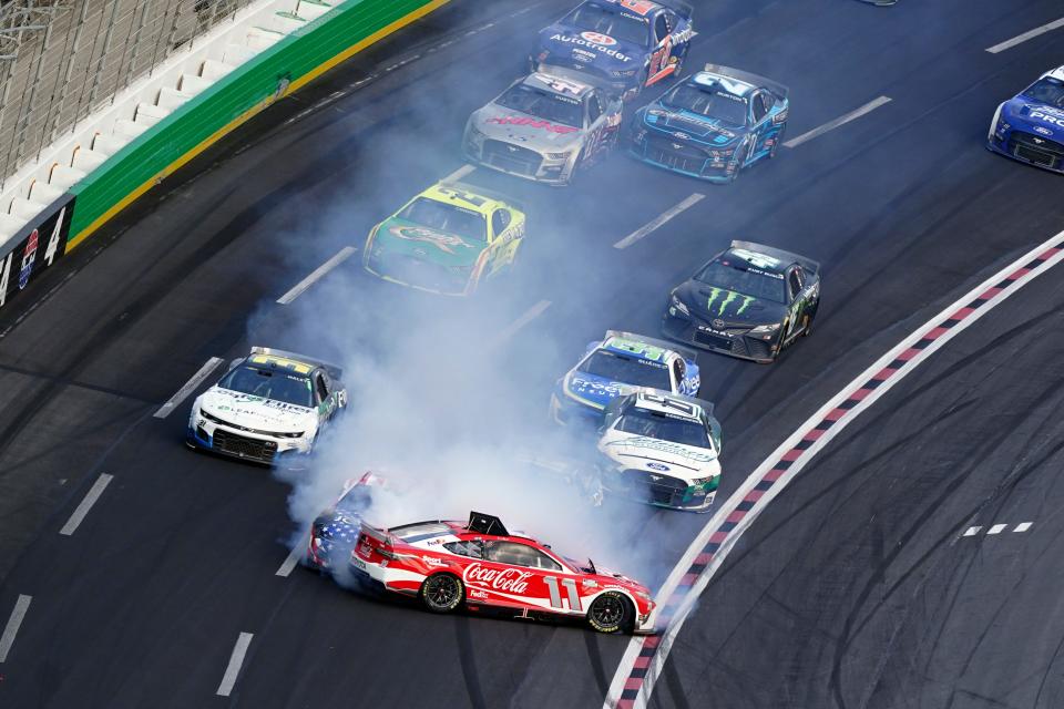 Sunday was hardly the first time Denny Hamlin (11) and Ross Chastain (1) have gotten tangled up on the track in the last couple of years.