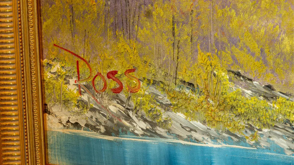 Bob Ross' signature on his painting 