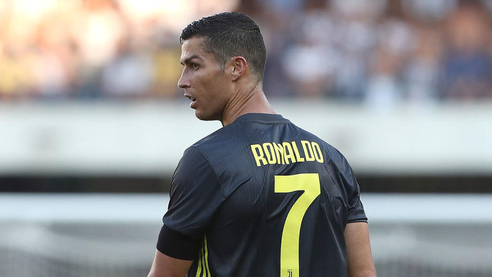 Ronaldo is wearing the number seven jersey for Juventus thanks to his teammate Juan Cuadrado. Pic: Getty