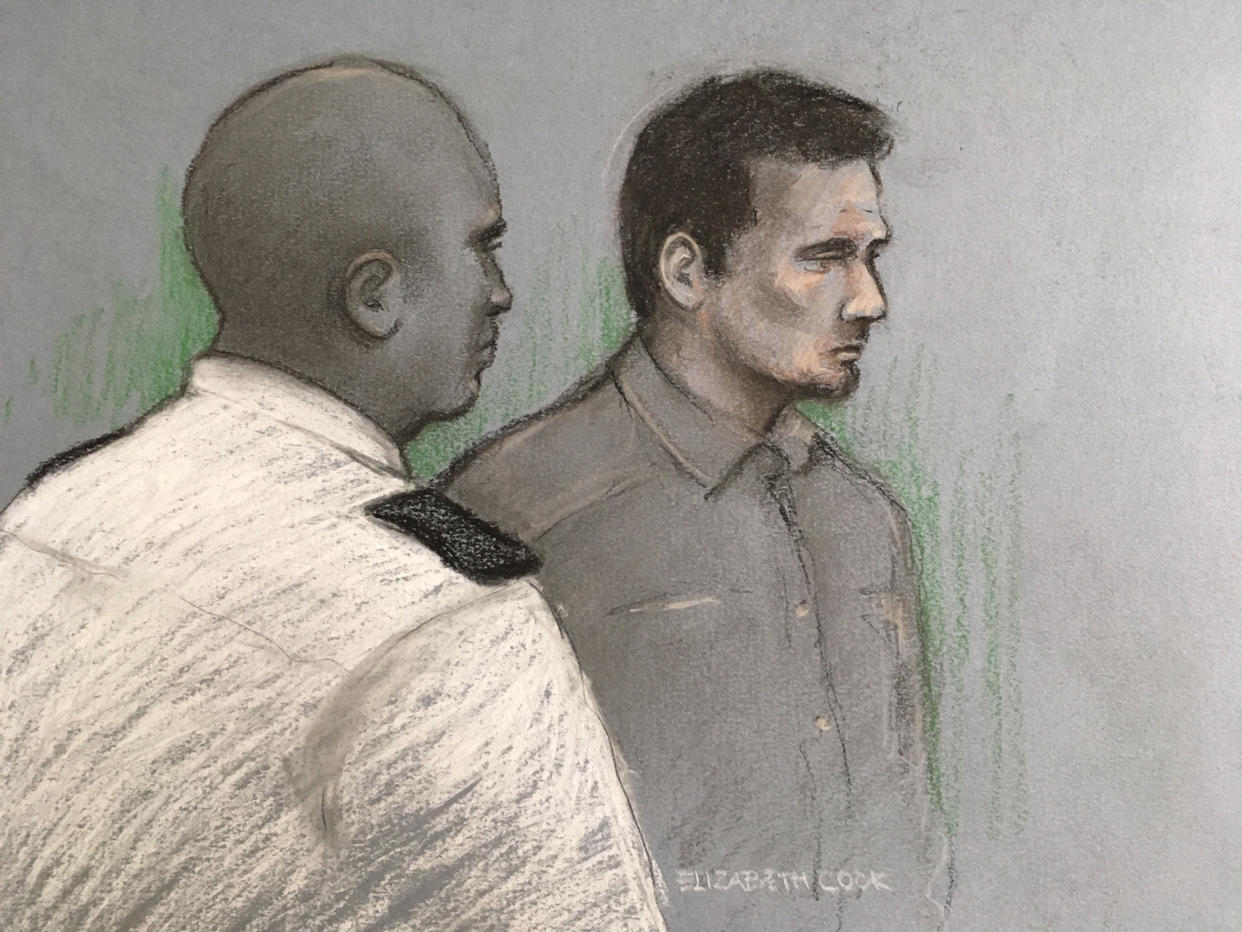 A court sketch showing David Parnham at the Old Bailey in London on September 2. (PA)