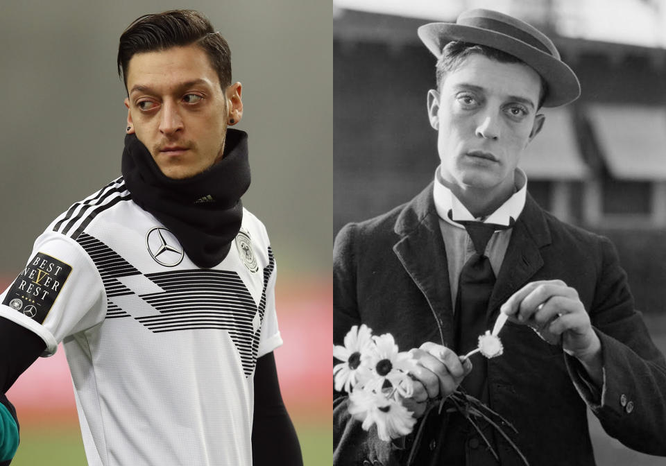 <p>German midfielder Mesut Ozil and a young Buster Keaton </p>