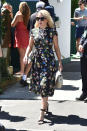 <p>Ellie Goulding attended the first day of Wimbledon in a floral summer-ready dress by Erdem. Photo: Getty </p>