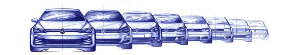 Volkswagen Golf自第一代至第八代的設計輪廓演進。(圖片來源 / Volkswagen)