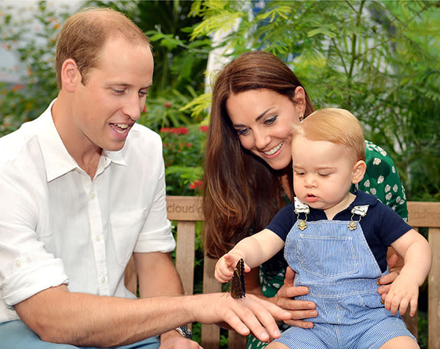 This photo, released to celebrate Prince George’s first birthday on July 22, shows the young royal at the Sensational Butterflies exhibition at the Natural History Museum.