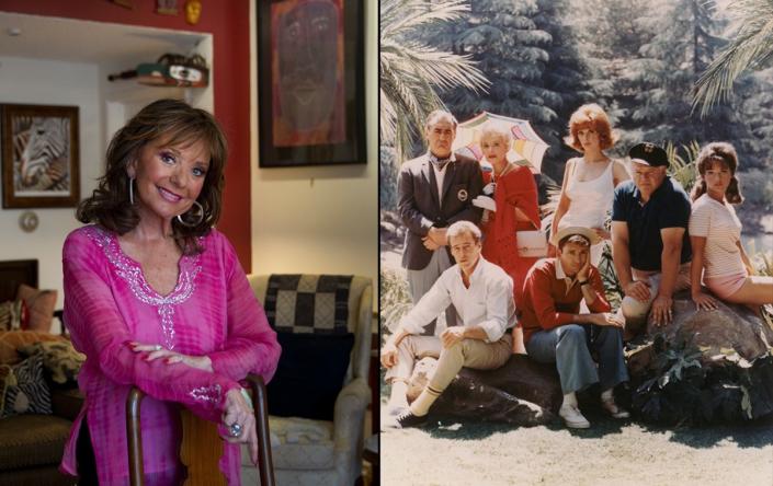 Dawn Wells at her Valley Village home, left, and with the &quot;Gilligan&#x27;s Island&quot; cast.