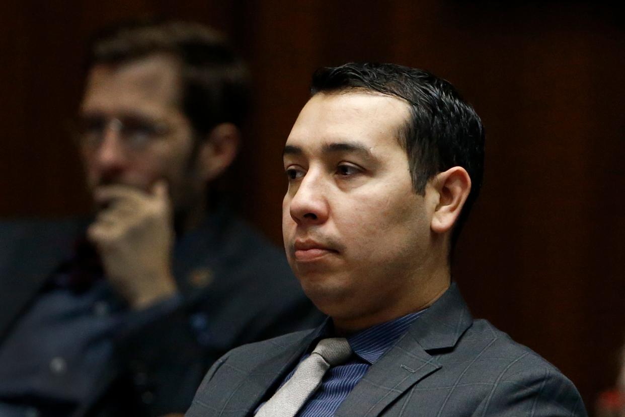 In this Jan. 9, 2018, file photo, then-Rep. Tony Navarrete, D-Phoenix, waits with Arizona House members receiving mandatory sexual harassment and other ethics issues training on the House floor at the state Capitol in Phoenix. Currently a state senator, Navarrete has been arrested on suspicion of charges accusing him of sexual conduct with a minor, police said Aug. 6, 2021.