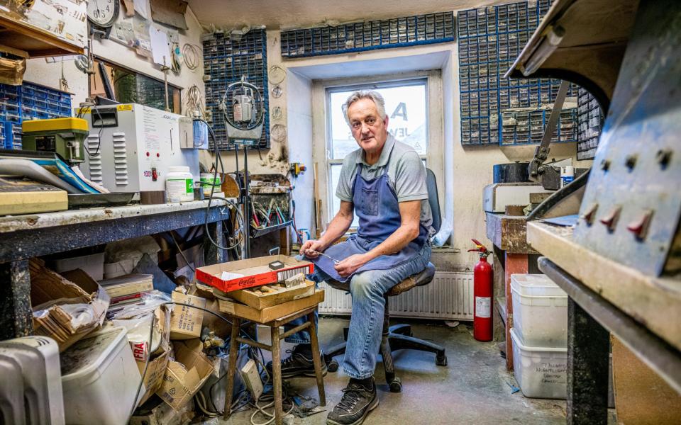 Jeweler Anthony Darwant in his workshop.