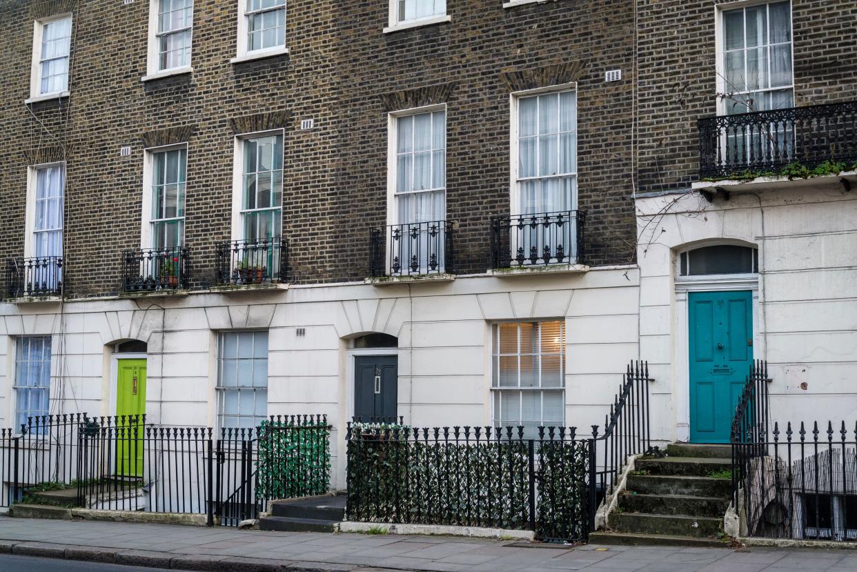 house price Row of terrace houses, Frederick Street, Bloomsbury, London, England, UK