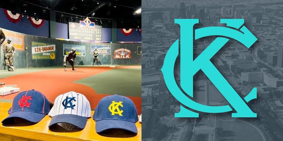 From left: Kansas City Monarchs logo, Negro Leagues Baseball Museum and Elmore’s open source Kansas City municipal logo.