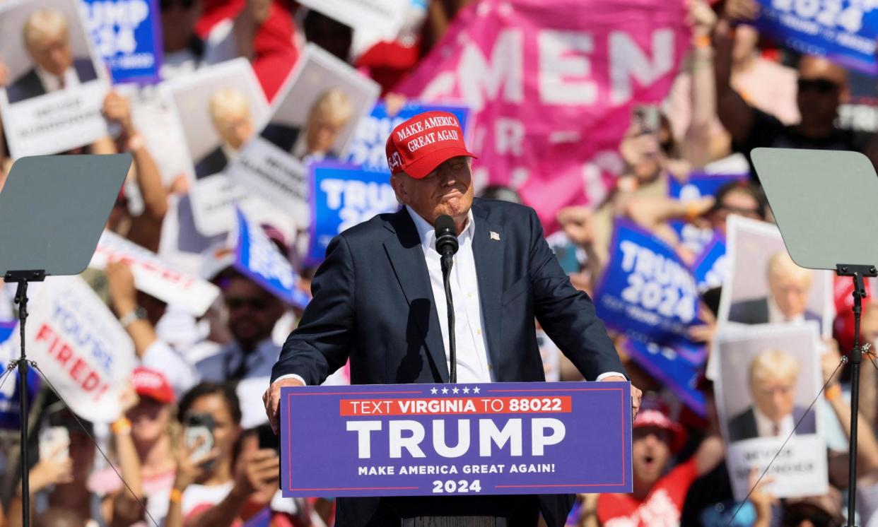 <span>Donald Trump holds a campaign event in Chesapeake, Virginia, in June.</span><span>Photograph: Brendan McDermid/Reuters</span>