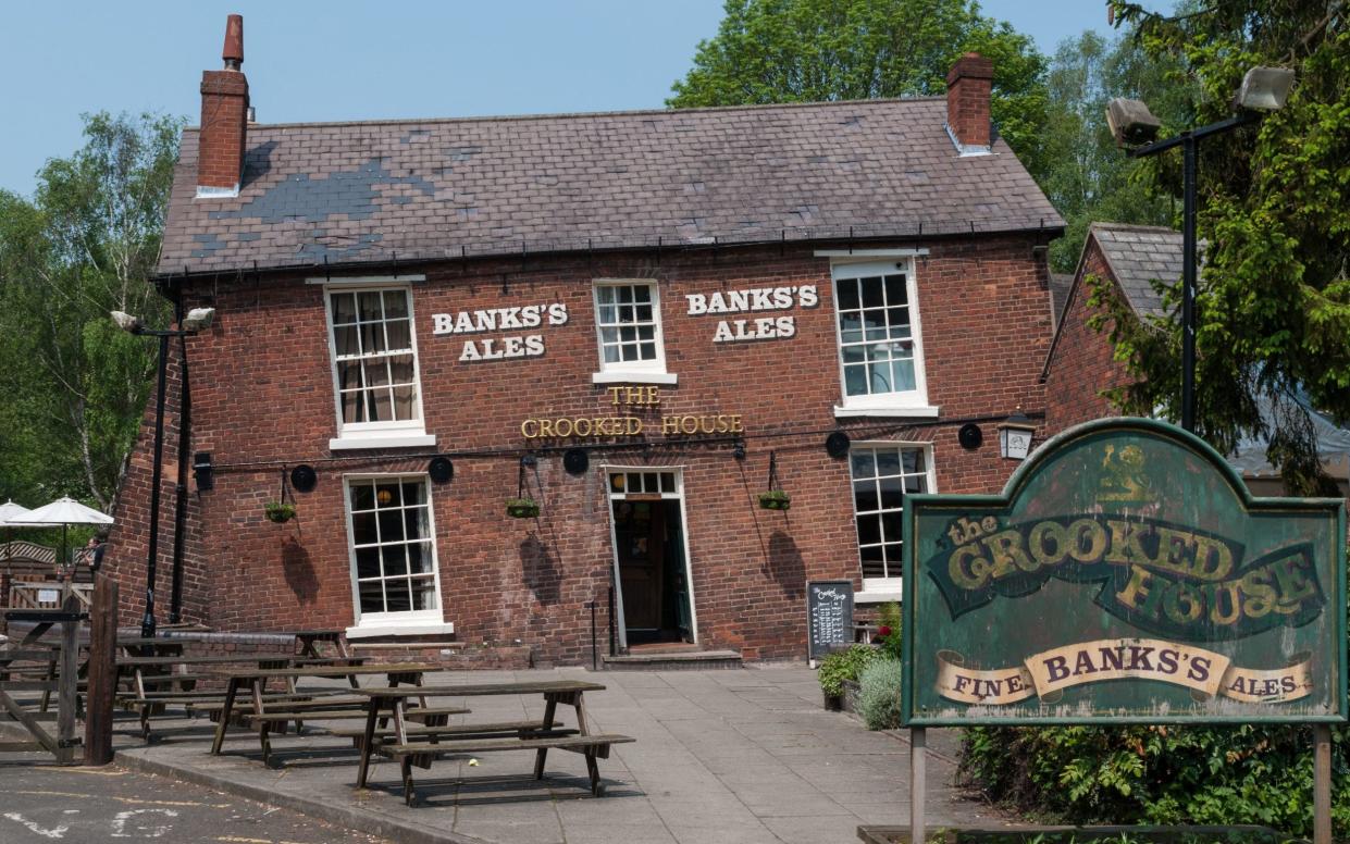 The pub before the fire - it is all askew due to historical subsidence