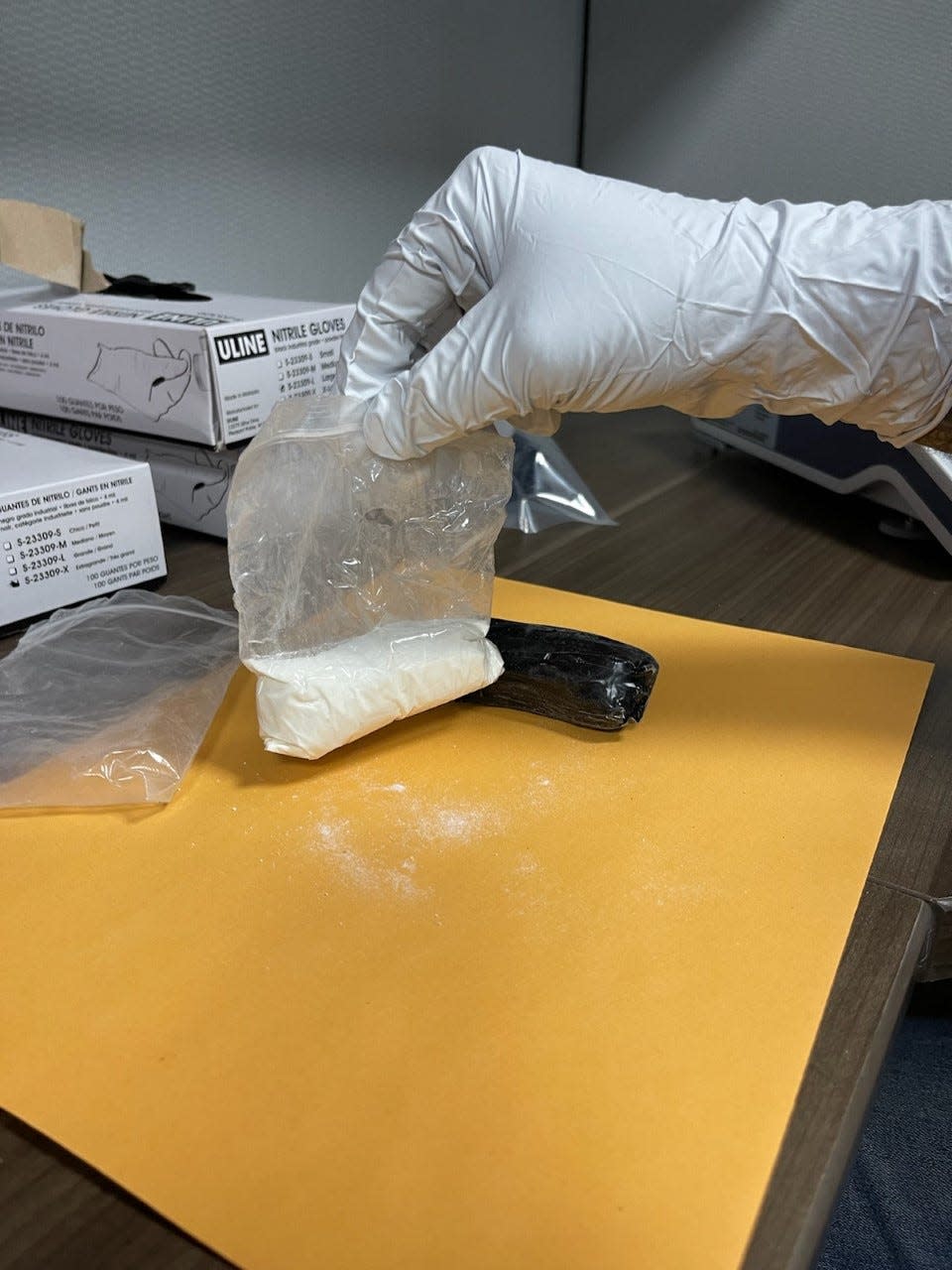 Bay County Sheriff's Office investigators seized this package and many others like it after it field-tested positive for fentanyl in a recent drug bust.