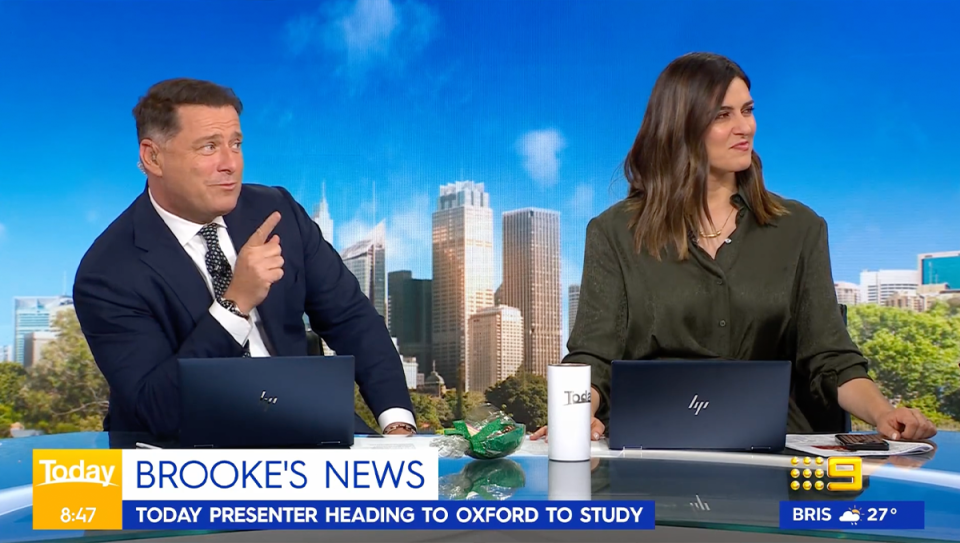 Today’s Karl Stefanovic and Sarah Abo.