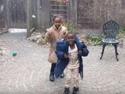 Eritrean refugee children see snow for first time in video clip praised as 'amazing' by Canadian leader Trudeau