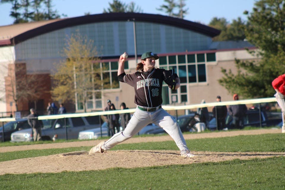 Marshfields Jack Keane fires a pitch.