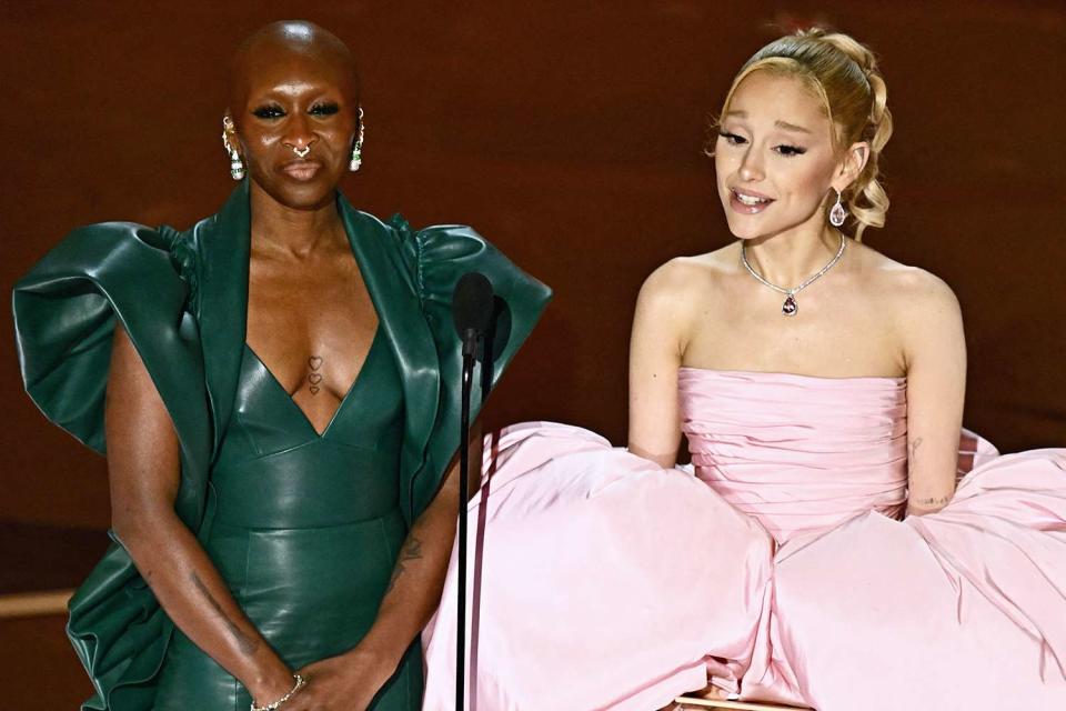 <p>Patrick T. Fallon / AFP) (Photo by PATRICK T. FALLON/AFP via Getty</p> Cynthia Erivo and Ariana Grande appear at the 96th Annual Academy Awards at the Dolby Theatre in Hollywood, California.