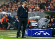 Manchester United's manager David Moyes reacts after their Champions League quarter-final second leg soccer match against Bayern Munich in Munich, April 9, 2014. REUTERS/Michael Dalder (GERMANY - Tags: SPORT SOCCER)