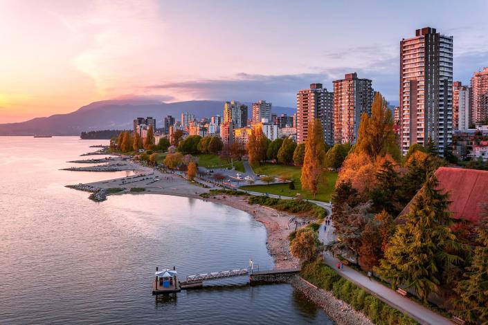 Aquatic Centre Ferry Dock, Vancouver, Skyline, British Columbia, Canada