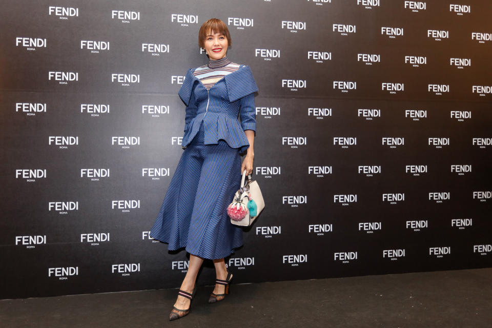 Singapore veteran actress Zoe Tay in Fendi Spring 2018 ready-to-wear at the opening of the fashion brand’s newest outlet at ION Orchard. (Photo: Don Wong)