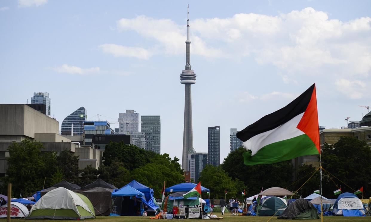 <span>A pro-Palestinian encampment at the University of Toronto in Toronto, Canada on Thursday.</span><span>Photograph: Canadian Press/Rex/Shutterstock</span>