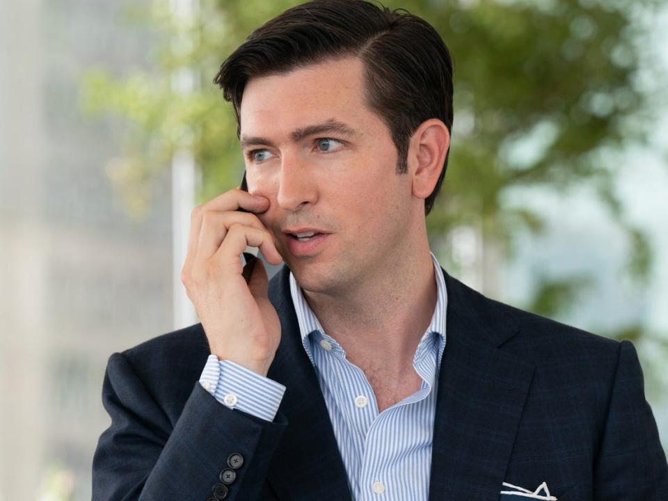 Nicholas Braun as Greg Hirsch on season four, episode three of "Succession."