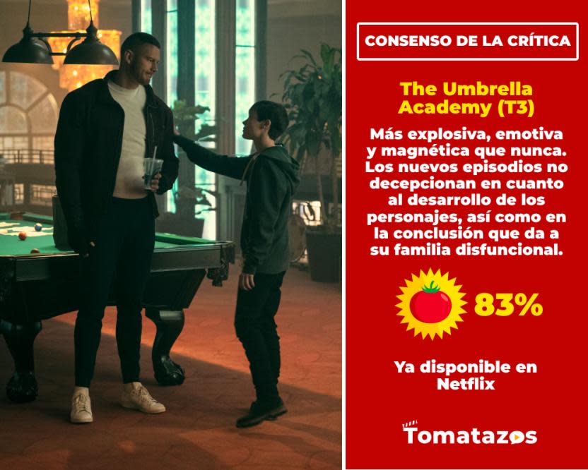 Consenso de la crítica de la tercera temporada de The Umbrella Academy. (Crédito: Tomatazos)