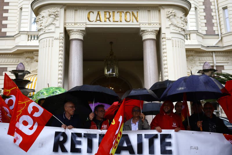 The 76th Cannes Film Festival - Demonstration against pension reform law