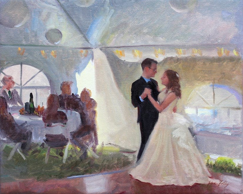 An example of Gardner artist John Folley's work as a live wedding painter.