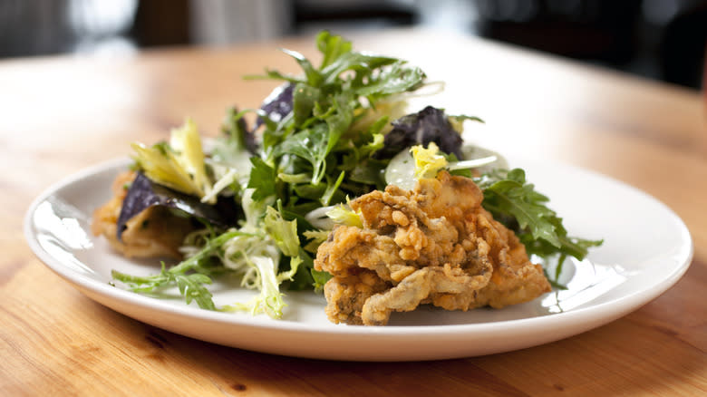 Fried oyster salad