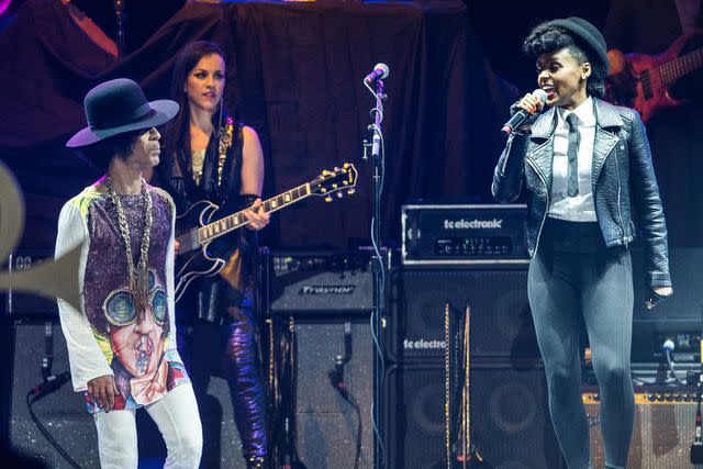 <p>Amy Harris/Invision/AP</p> Prince and Janelle Monáe perform together in New Orleans in July 2014