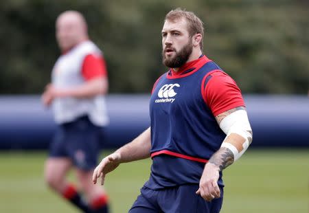 Rugby Union - England Training - Pennyhill Park Hotel, Bagshot, Surrey - 15/3/16 Joe Marler of England during training Action Images via Reuters / Henry Browne