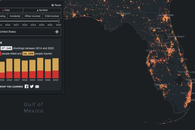 Violencia armada en Florida, EE.UU. en los últimos ocho años (Fuente: Gun Violence Archive).