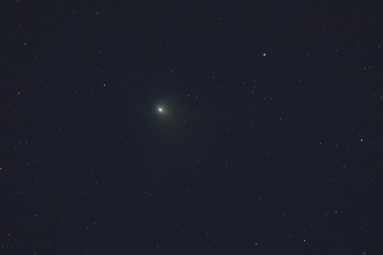 A view of a green comet named Comet C/2022 E3 (ZTF), over Kryoneri, Greece, February 1, 2023. (REUTERS)