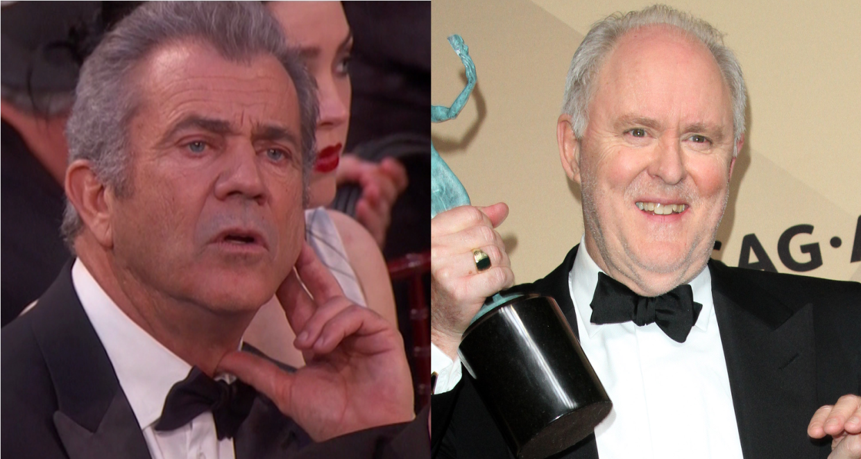 Mel Gibson and John Lithgow at recent award shows. (Credit: WENN)