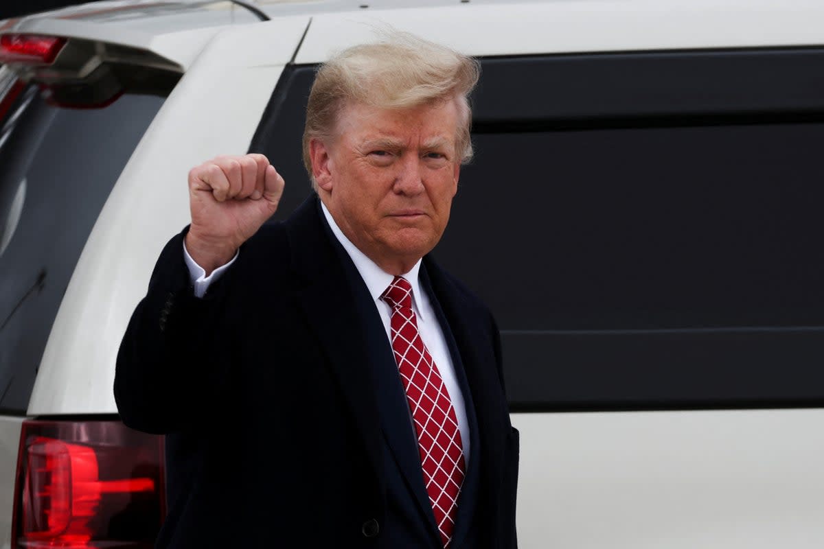 Donald Trump arrives at Aberdeen International Airport on Monday  (REUTERS)