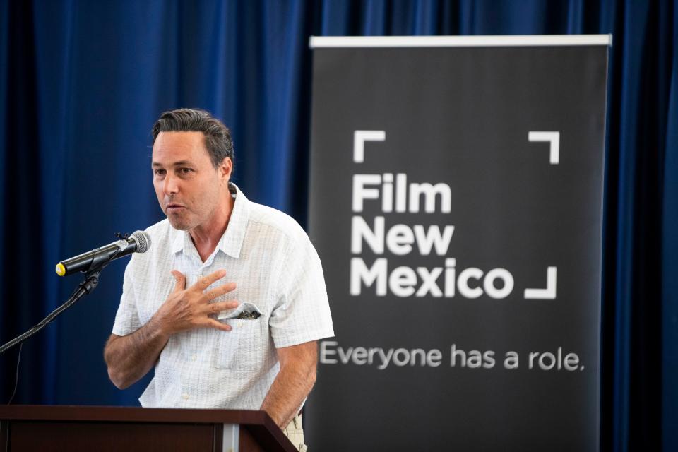 Director Ross Kagan Marks speaks during the satellite film school announcement at Doña Ana Community College on Tuesday, July 26, 2022. on Tuesday, July 26, 2022.