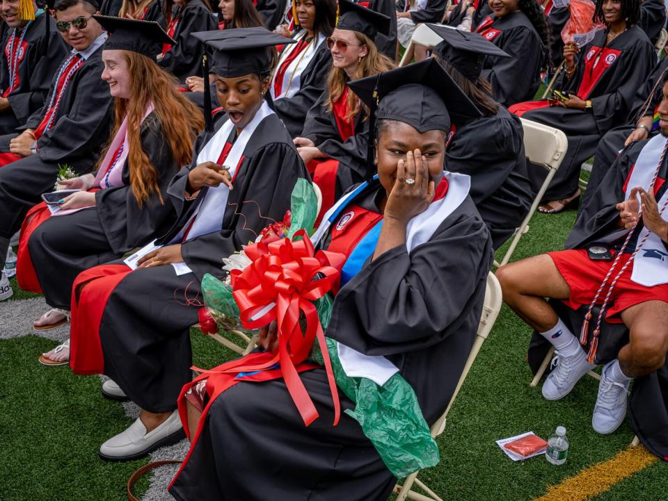 N.J. College Student Gets More Than Her Degree at Graduation When Her Boyfriend Proposes on Stage