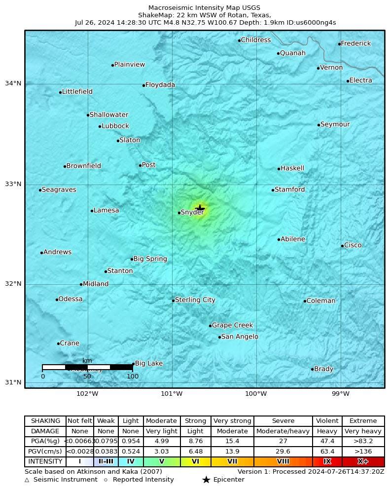 According to the United States Geological Survey (USGS), Scurry County was rocked again Friday morning by a reported 5.0-magnitude earthquake.