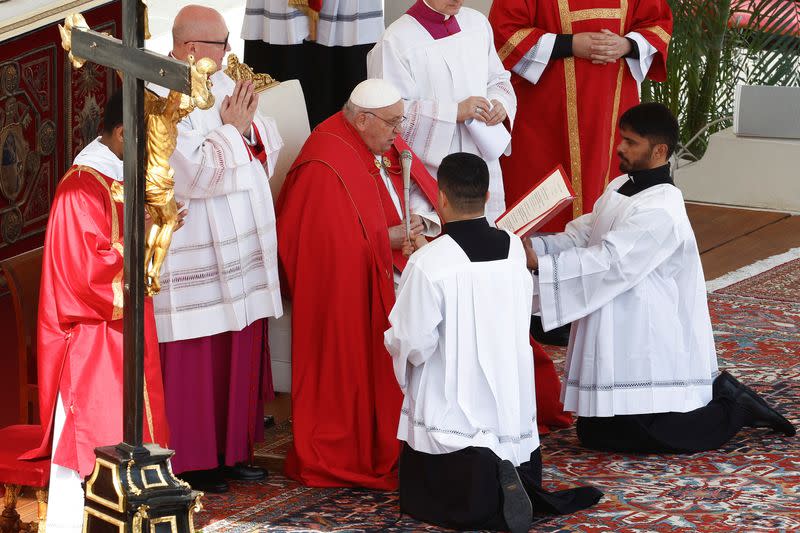 Pope Francis attends Palm Sunday service